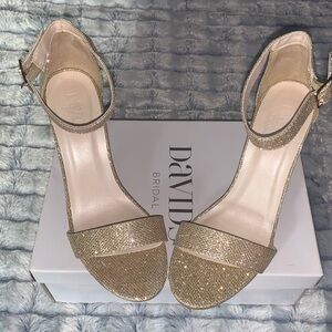 David’s Bridal Gold Heels size 8.5